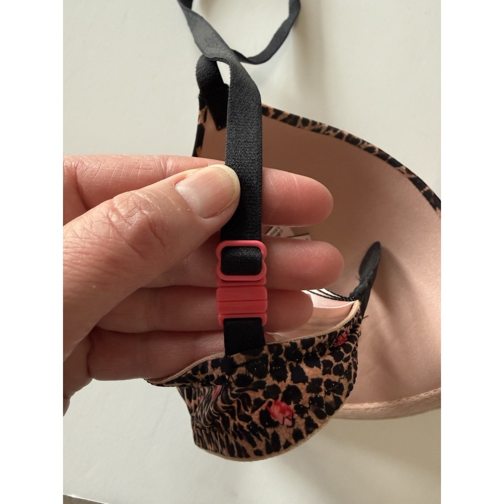 Victoria's Secret Leopard Floral Push Up Bra Padded Animal Print Adjustable 32D - Picture 12 of 15